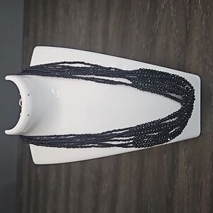 Multi-Strand with 2 Shapes of Black Shiny Beads